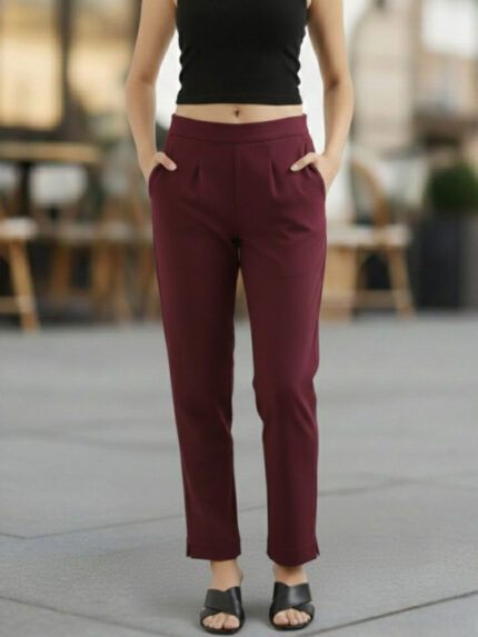Women Mid-Rise Cropped Cotton Trousers