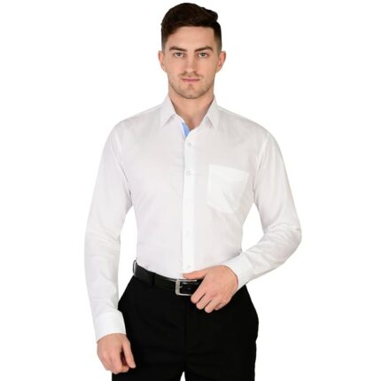 Swaz Men Slim Fit Formal Solid White Spread Collar Full Sleeve Shirt