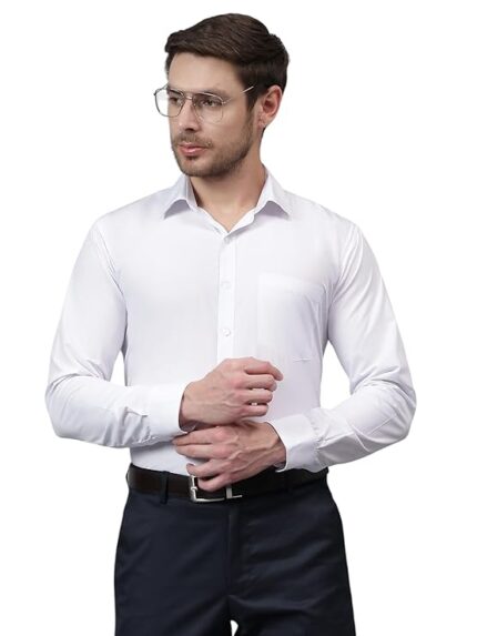 Swaz Men's Slim Fit Solid Pollycotton Formal Shirt | Plain | Full Sleeve - Slim Fit |Spread Collar |Western |Workwear Shirts for Men