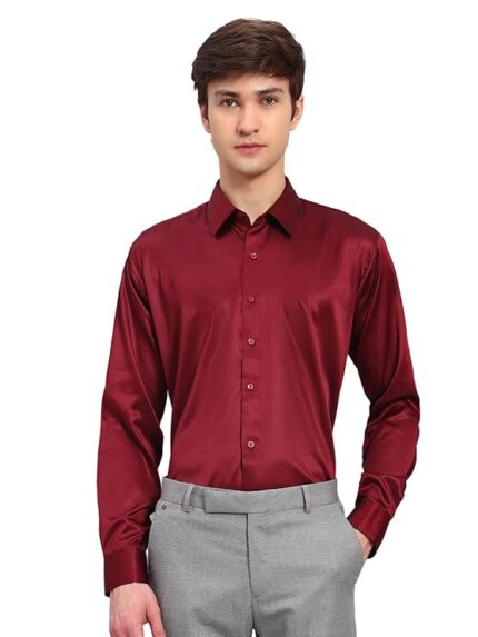 Swaz Men Slim-fit Full Sleeve Spread Collar Formal Satin Shirt