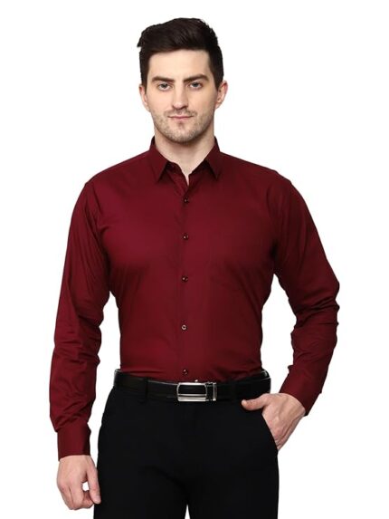 Swaz Men Slim Fit Formal Solid Maroon Shirt