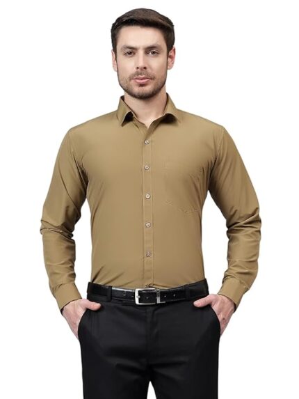 Swaz Men's Slim Fit Solid Pollycotton Formal Shirt | Plain | Full Sleeve - Slim Fit |Spread Collar |Western |Workwear Shirts for Men
