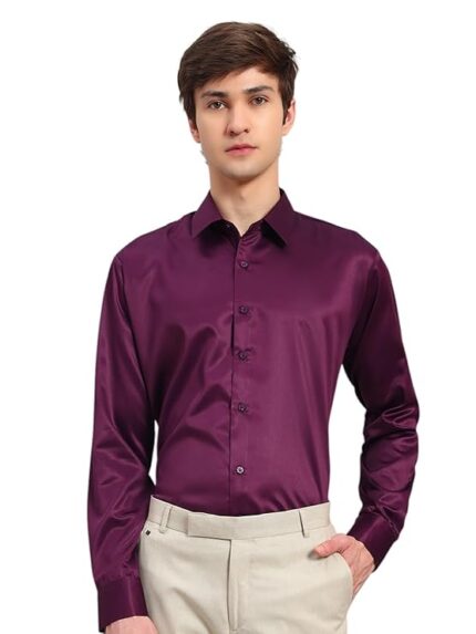 Swaz Men Slim-fit Full Sleeve Spread Collar Formal Satin Shirt