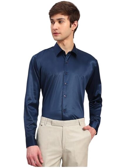 Swaz Men Slim-fit Full Sleeve Spread Collar Formal Satin Shirt