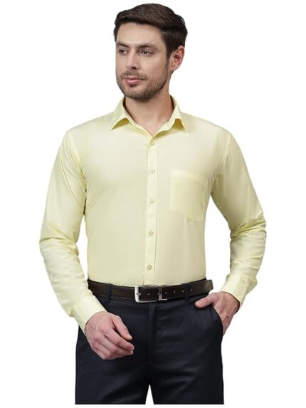 Swaz Men's Slim Fit Solid Pollycotton Formal Shirt | Plain | Full Sleeve - Slim Fit |Spread Collar |Western |Workwear Shirts for Men