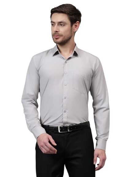Swaz Men's Slim Fit Solid Pollycotton Formal Shirt | Plain | Full Sleeve - Slim Fit |Spread Collar |Western |Workwear Shirts for Men