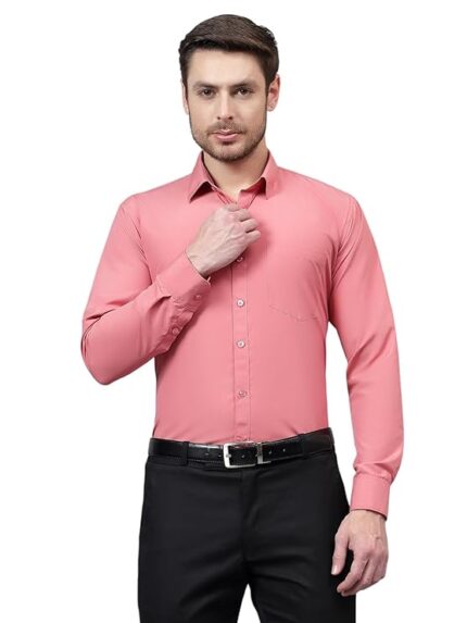 Swaz Men's Slim Fit Solid Pollycotton Formal Shirt | Plain | Full Sleeve - Slim Fit |Spread Collar |Western |Workwear Shirts for Men