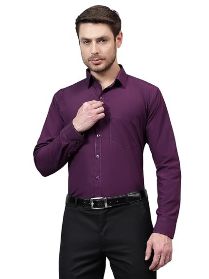 Swaz Men Slim Fit Formal Solid Purple Shirt