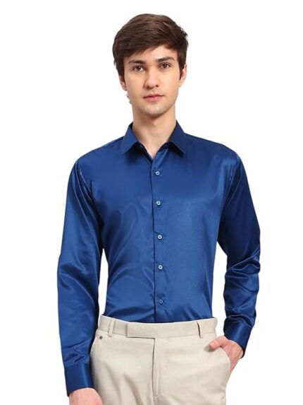 Swaz Men Slim-fit Full Sleeve Spread Collar Formal Satin Shirt