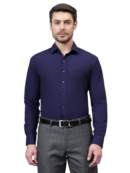 Swaz Men's Slim Fit Solid Pollycotton Formal Shirt | Plain | Full Sleeve - Slim Fit |Spread Collar |Western |Workwear Shirts for Men