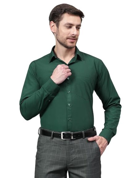 Swaz Men's Slim Fit Solid Pollycotton Formal Shirt | Plain | Full Sleeve - Slim Fit |Spread Collar |Western |Workwear Shirts for Men