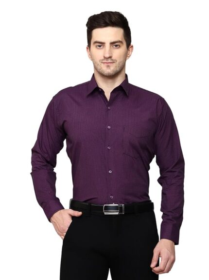 Swaz Mens Slim Fit Formal Checkered Purple Shirt