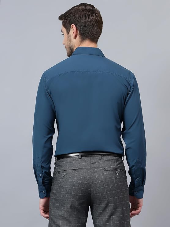Swaz Men's Slim Fit Solid Pollycotton Formal Shirt | Plain | Full Sleeve - Slim Fit |Spread Collar |Western |Workwear Shirts for Men - Image 3
