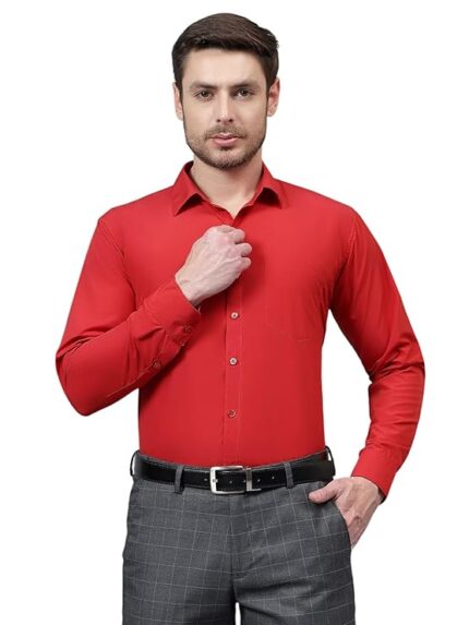 Swaz Men's Slim Fit Solid Pollycotton Formal Shirt | Plain | Full Sleeve - Slim Fit |Spread Collar |Western |Workwear Shirts for Men