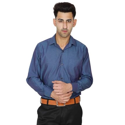 Swaz Men Slim Fit Formal Solid Tblue Shirt