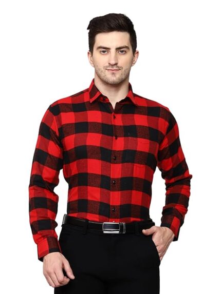 Swaz Men Slim Fit Casual Checked Red Black Shirt