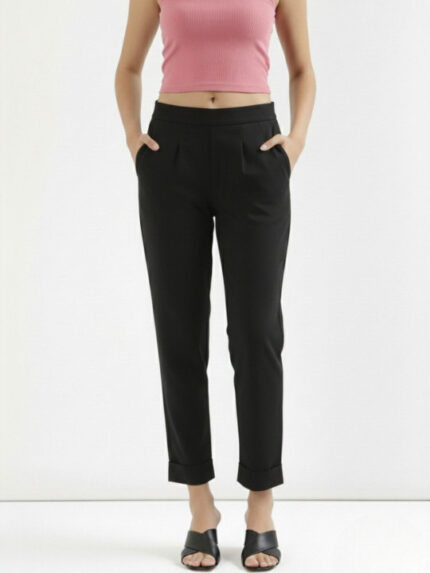 Women Mid-Rise Cropped Cotton Trousers