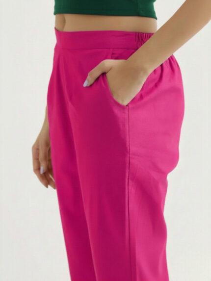 Women Mid-Rise Cropped Cotton Trousers